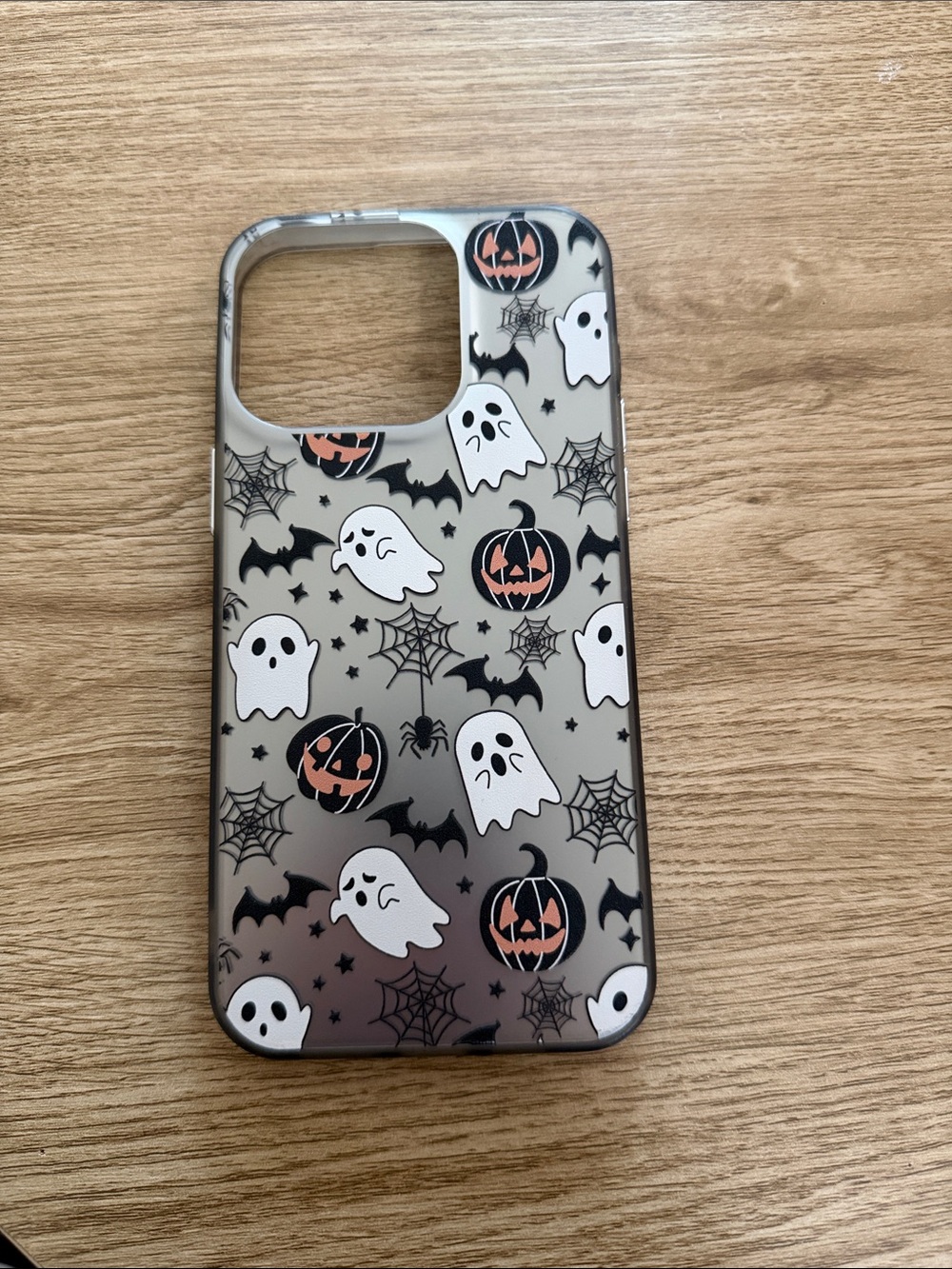 Halloween Ghost & Pumpkin Clear Phone Case - Black/White/Orange